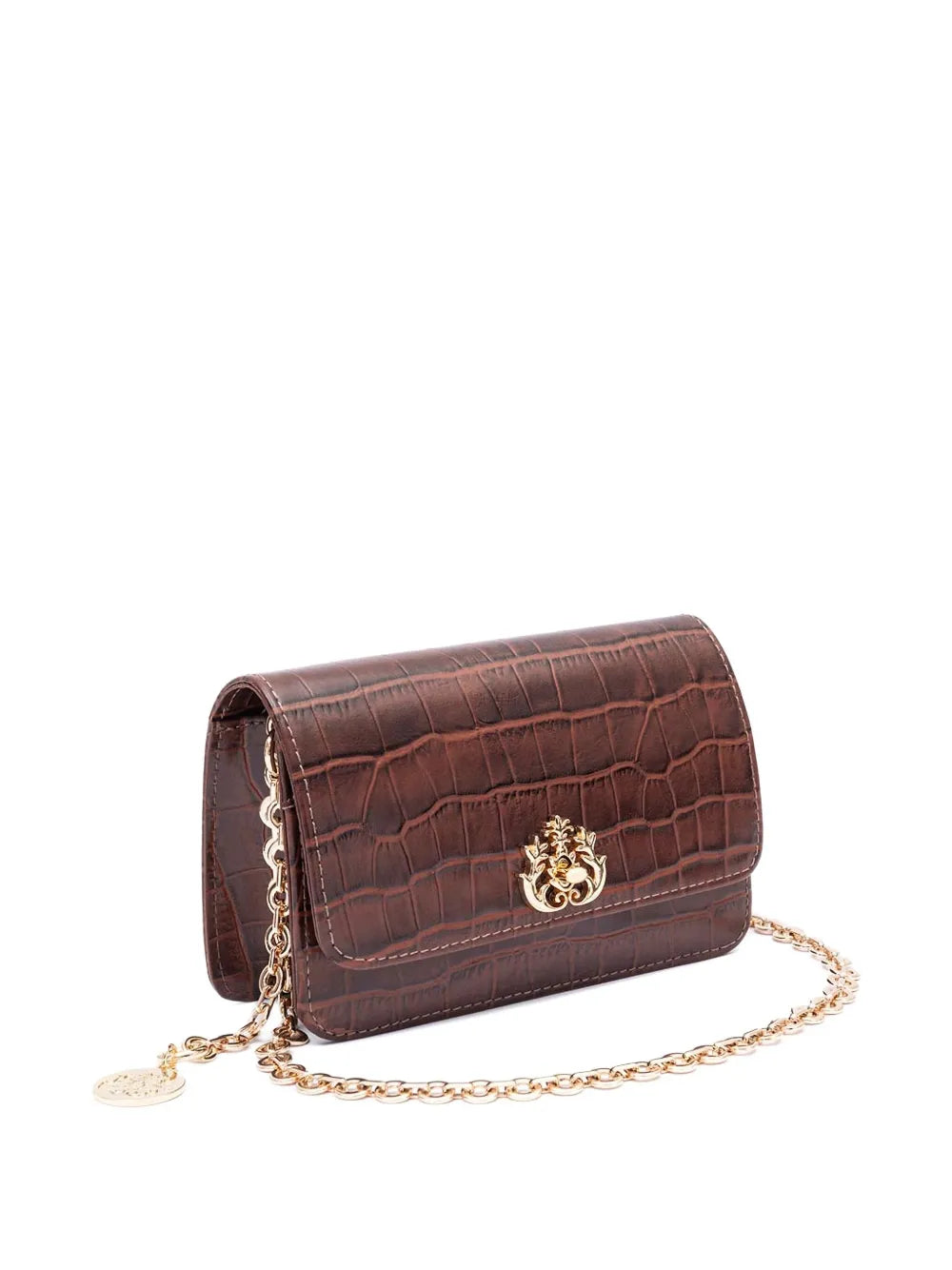 Isla Croc Embossed Chain Shoulder Bag — Same as shown — Size One Size — Back View