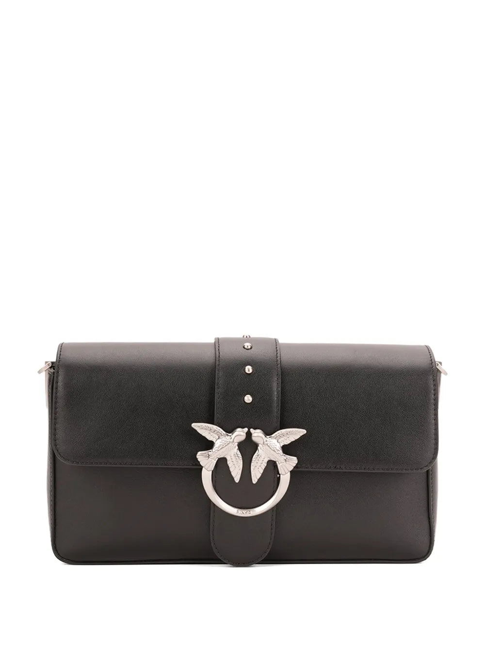 Pinko Studded Bird Detail Leather Shoulder Bag — Same as shown — Size One Size — Front View