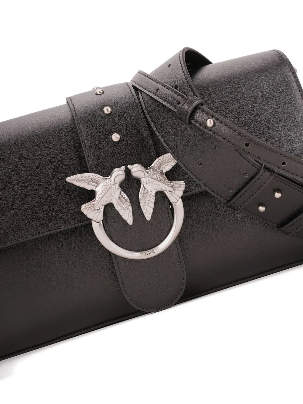 Pinko Studded Bird Detail Leather Shoulder Bag — Same as shown — Size One Size — Top View