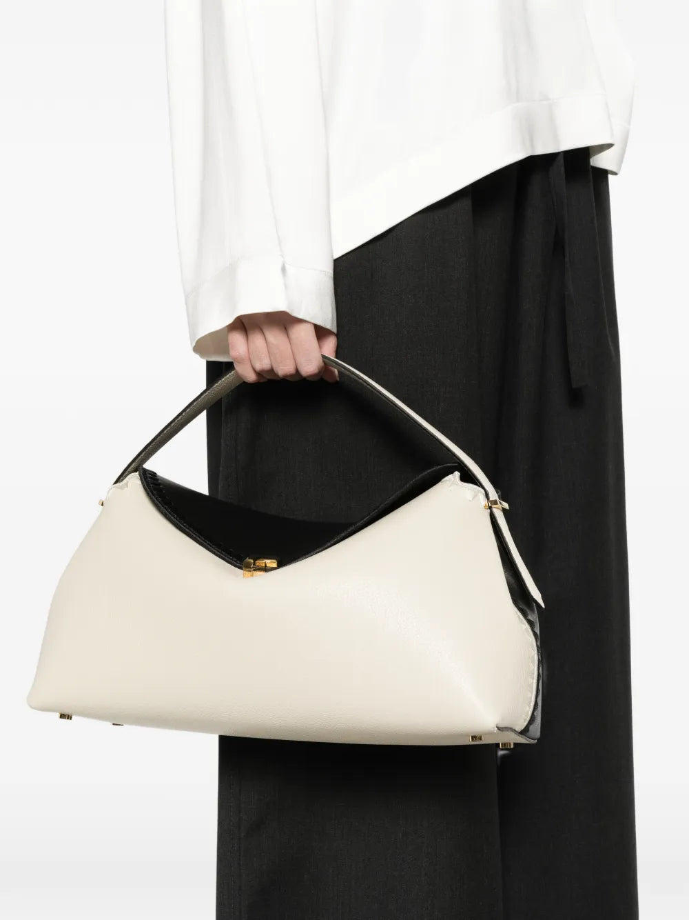Toteme T Lock Embroidered Leather Shoulder Bag — Same as shown — Size One Size — Side View