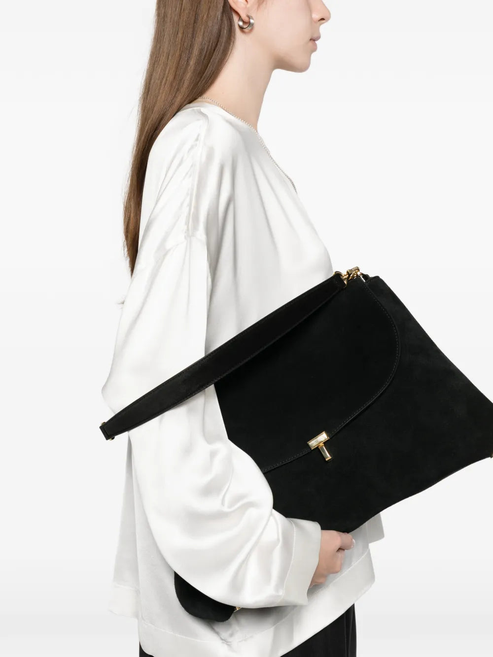 Toteme T Lock Suede Sholder Bag — Same as shown — Size One Size — Side View