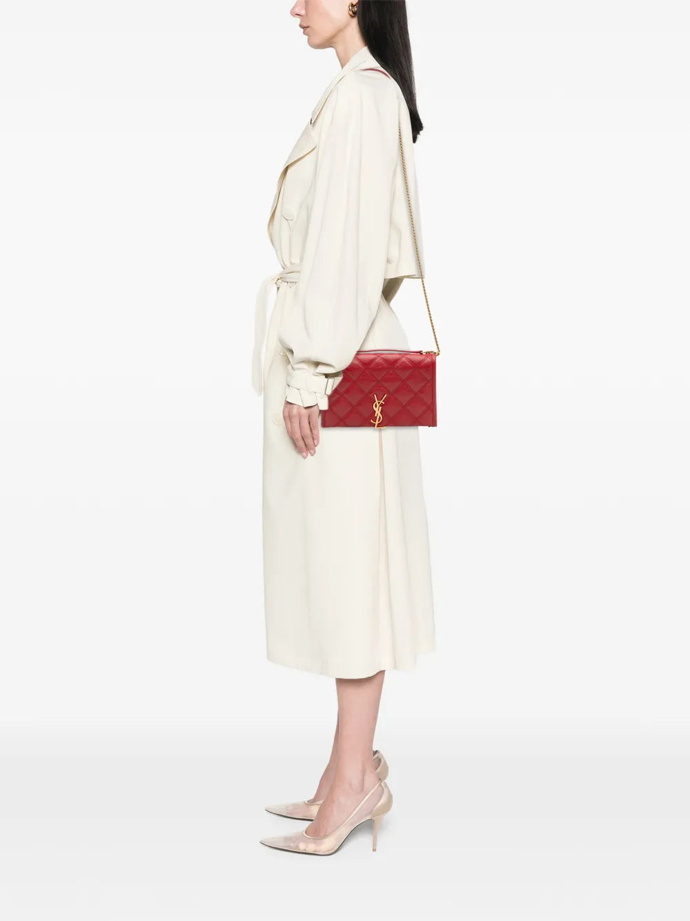Saint Laurent Pre Owned 2019 Quilted Lambskin Becky Wallet On Chain Shoulder Bag — Same as shown — Size One Size — Side View