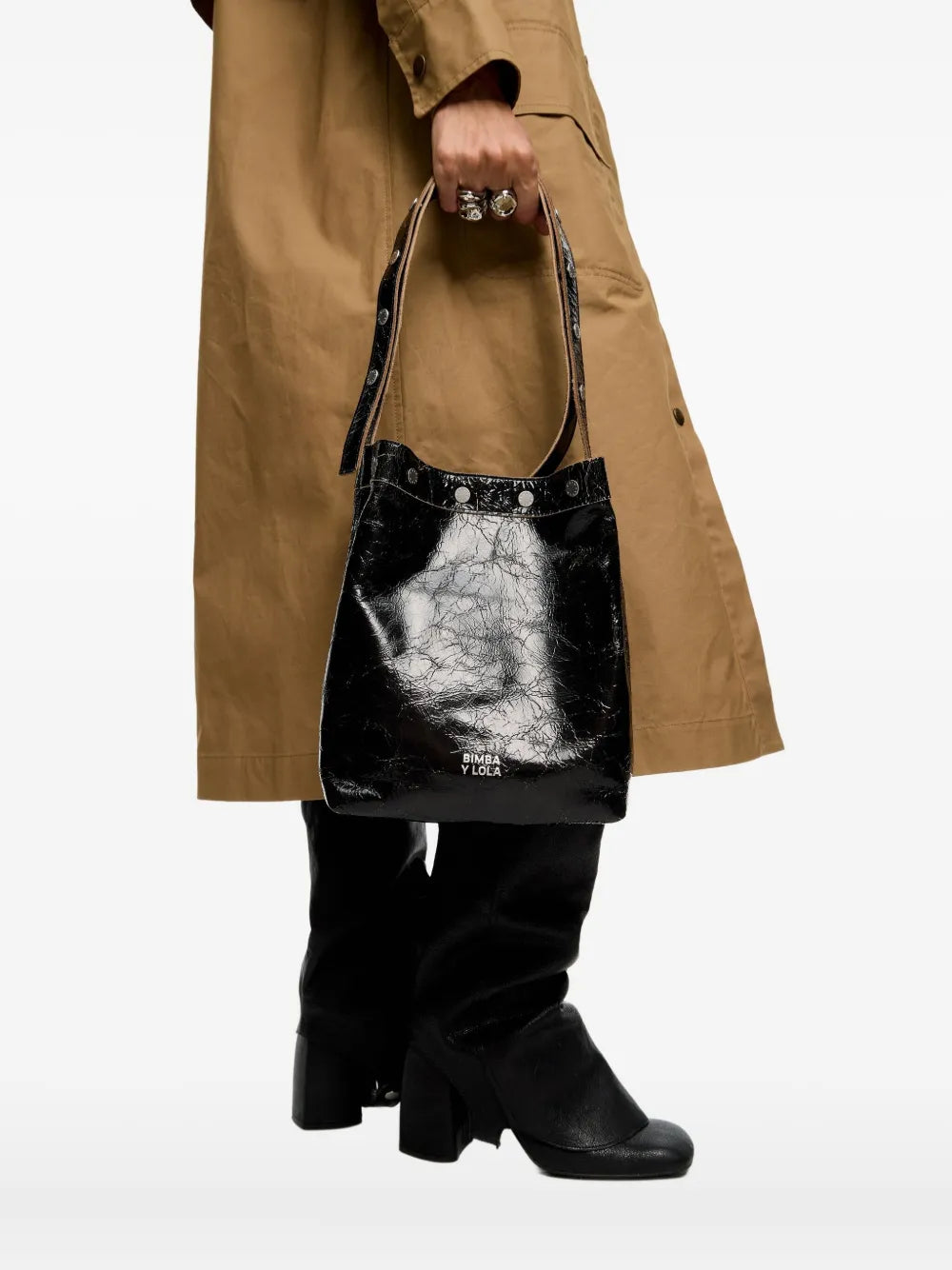 Bimba Y Lola Carlino Studded Leather Shoulder Bag — Same as shown — Size One Size — Side View