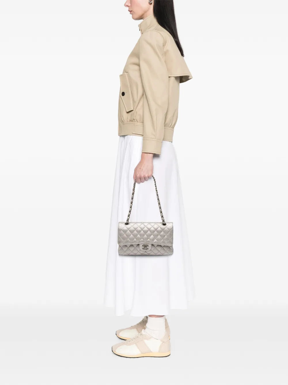 Chanel Pre Owned 2017 2018 Medium Classic Iridescent Caviar Double Flap Shoulder Bag — Same as shown — Size One Size — Side View