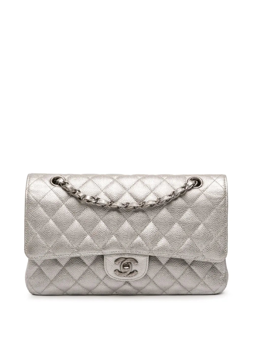 Chanel Pre Owned 2017 2018 Medium Classic Iridescent Caviar Double Flap Shoulder Bag — Same as shown — Size One Size — Front View