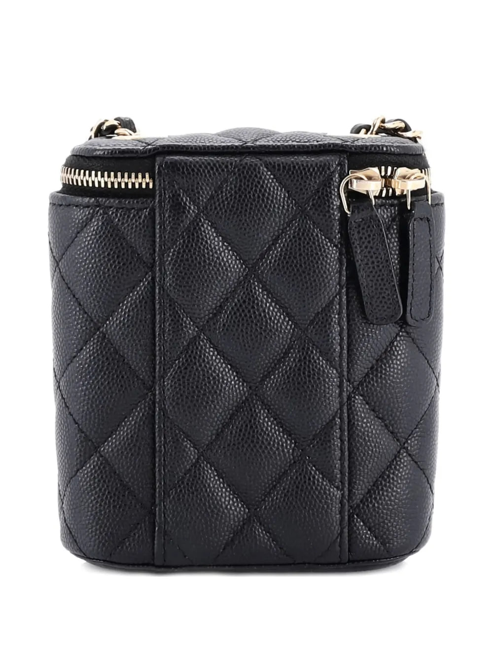 Chanel Pre Owned Vertical Classic Vanity Case With Chain Quilted Caviar Mini Shoulder Bag — Same as shown — Size One Size — Side View