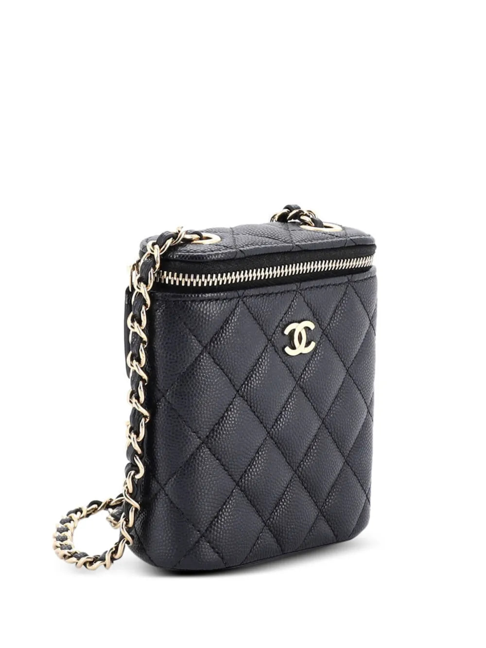Chanel Pre Owned Vertical Classic Vanity Case With Chain Quilted Caviar Mini Shoulder Bag — Same as shown — Size One Size — Front View