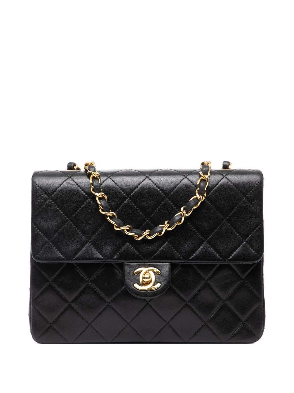 Chanel Pre Owned 1989 1991 Square Quilted Lambskin Single Flap Shoulder Bag — Same as shown — Size One Size — Front View
