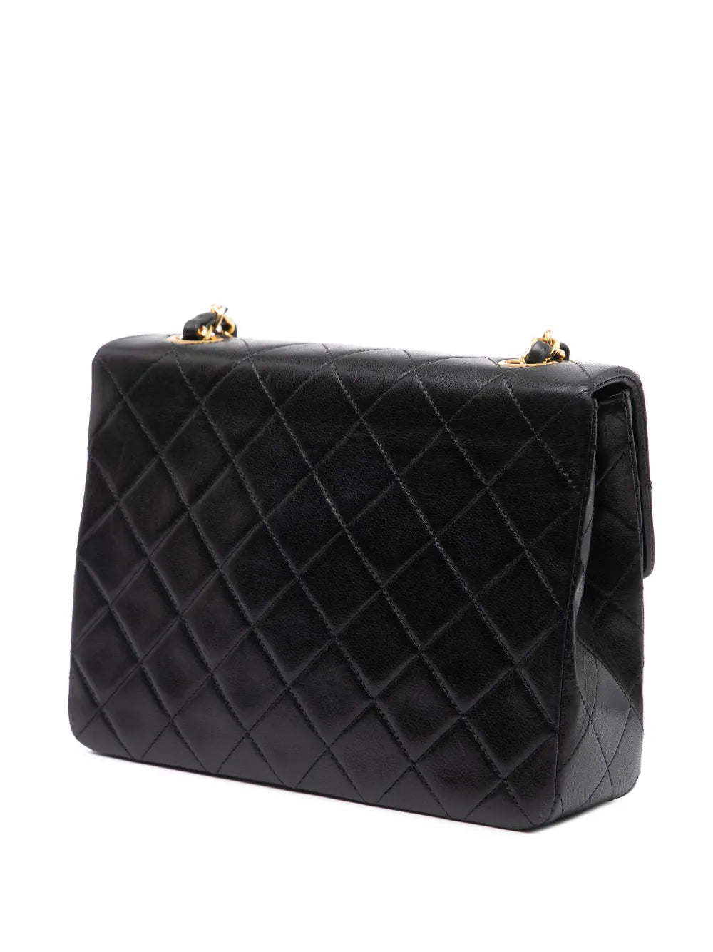 Chanel Pre Owned 1989 1991 Square Quilted Lambskin Single Flap Shoulder Bag — Same as shown — Size One Size — Back View