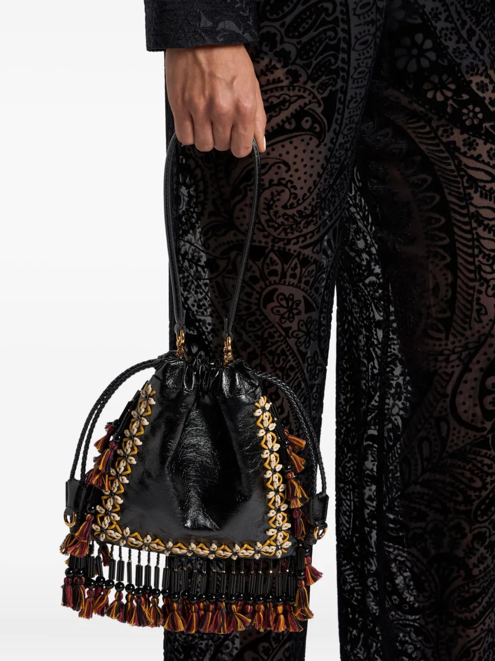 Etro Kalispera Fringing Leather Small Shoulder Bag — Same as shown — Size One Size — Side View