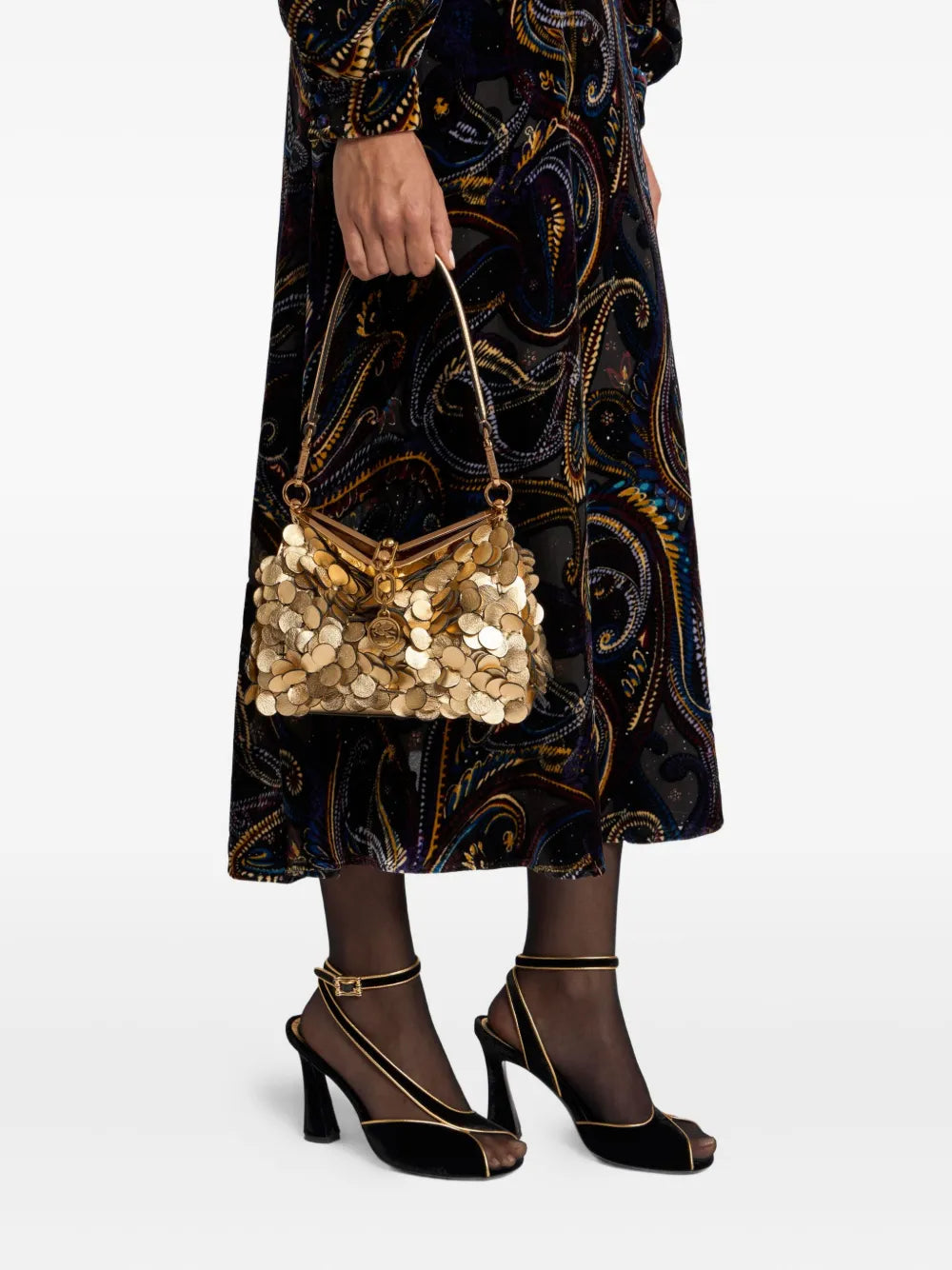 Etro Vela Laminated Sequin Small Shoulder Bag — Same as shown — Size One Size — Side View