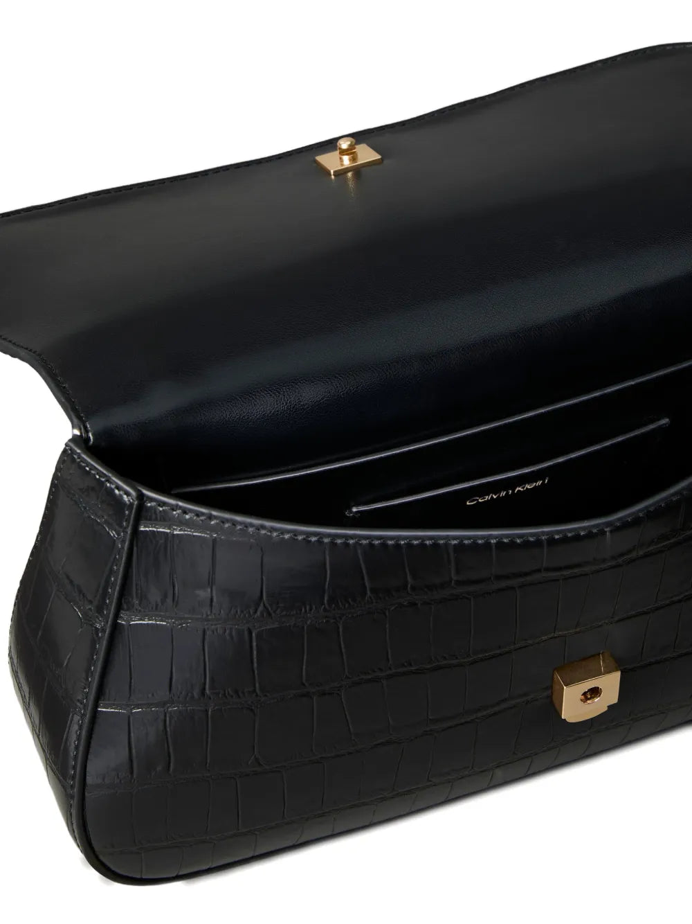 Calvin Klein Croc Embossed Chain Shoulder Bag — Same as shown — Size One Size — Side View