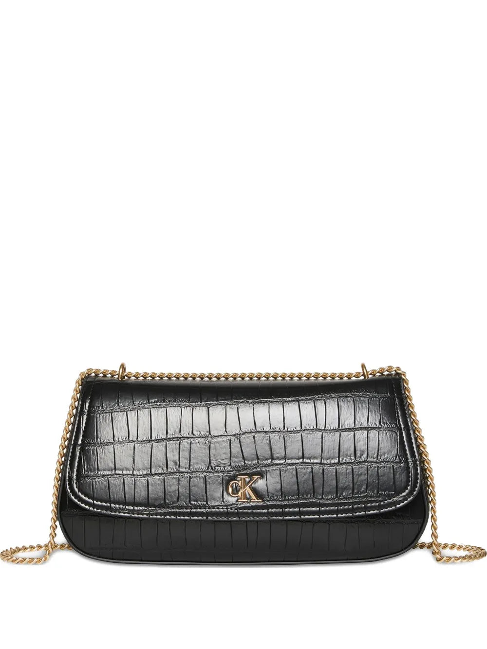 Calvin Klein Croc Embossed Chain Shoulder Bag — Same as shown — Size One Size — Front View