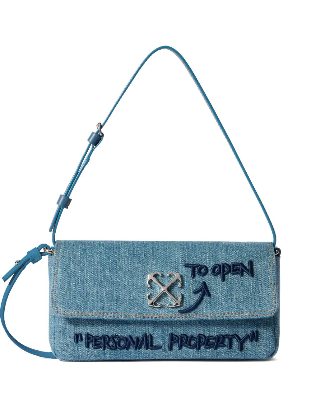 Off White Jitney 07 Denim Arrow Bag — Same as shown — Size One Size — Front View