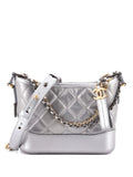 Chanel Pre Owned Gabrielle Quilted Metallic Aged Calfskin Small Hobo Bag — Same as shown — Size One Size — Front View