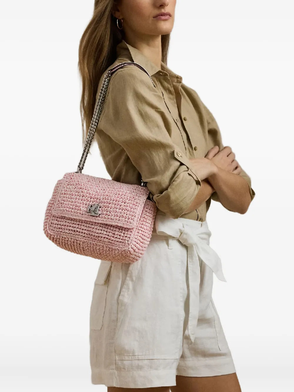 Lauren Ralph Lauren Sophee Straw Chain Strap Shoulder Bag — Same as shown — Size One Size — Side View
