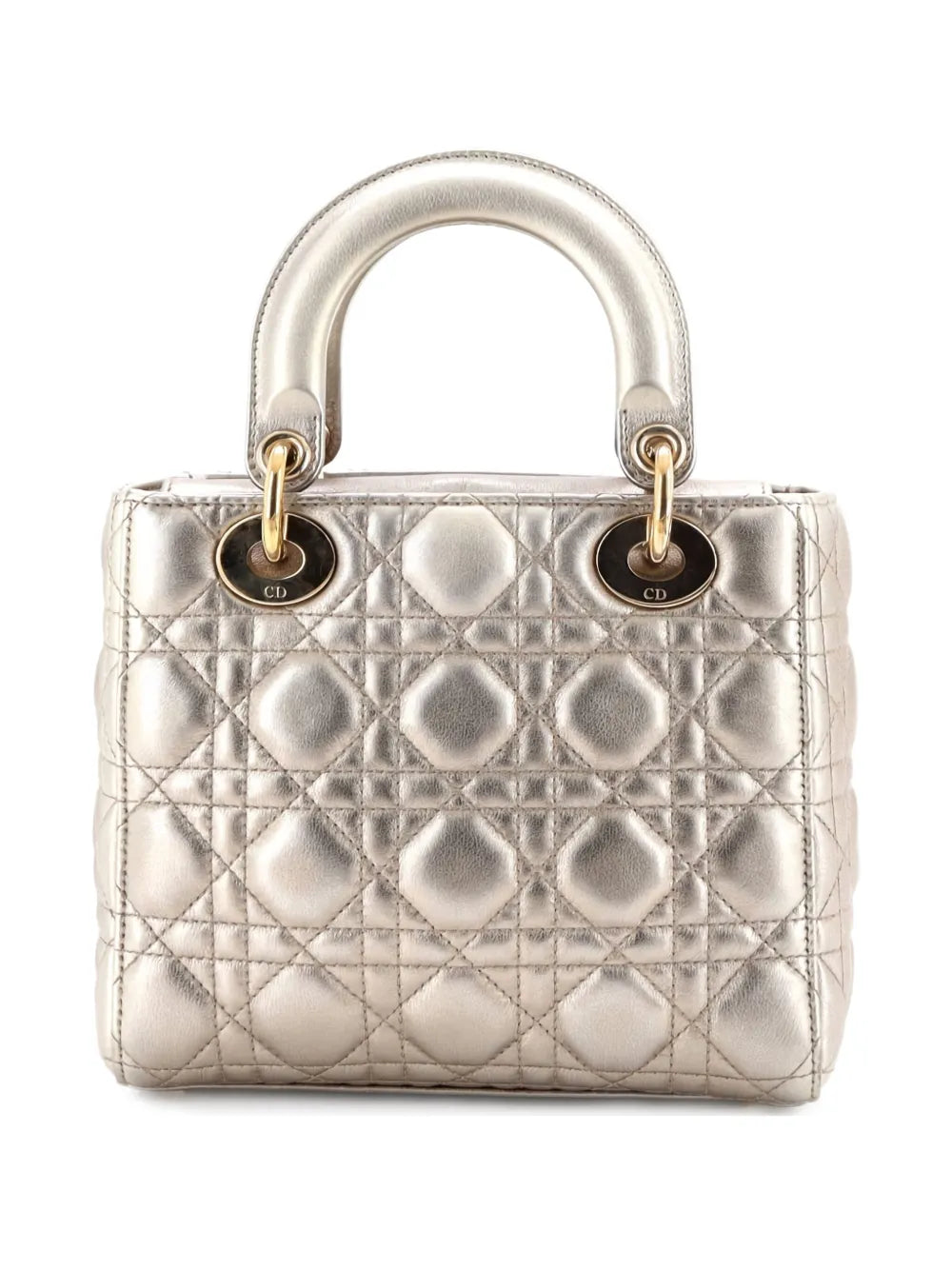 Christian Dior Pre Owned My Abcdior Lady Dior Bag Metallic Cannage Quilt Leather Shoulder Bag — Same as shown — Size One Size — Back View