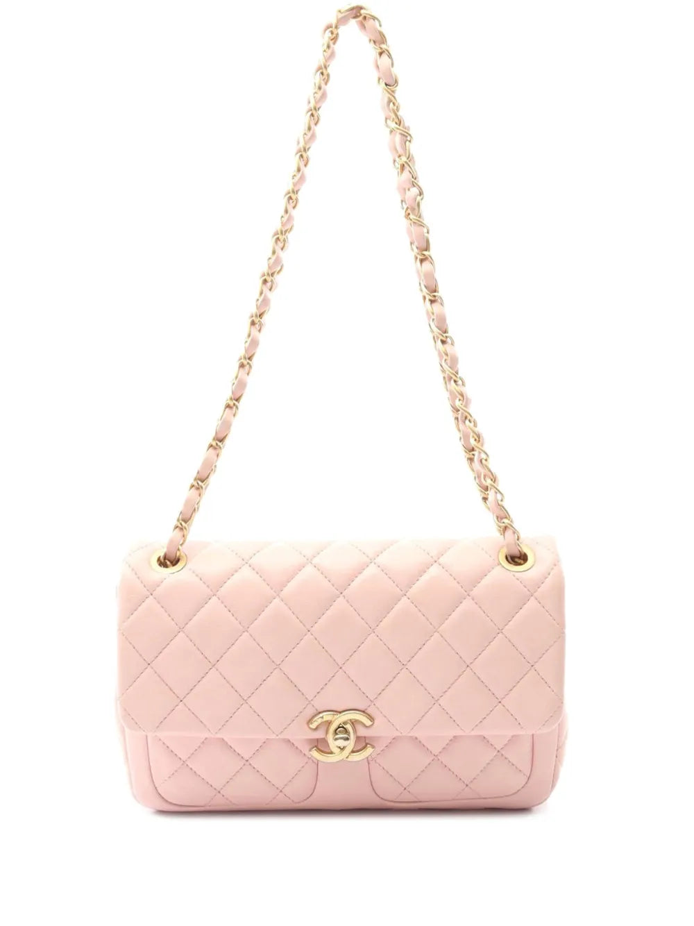 Chanel Pre Owned 2021 2025 Cc Quilted Lambskin Front Pocket Single Flap Shoulder Bag — Same as shown — Size One Size — Front View