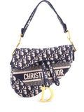 Christian Dior Pre Owned Saddle Handbag Logo Embroidered Oblique Canvas Medium Shoulder Bag — Same as shown — Size One Size — Front View
