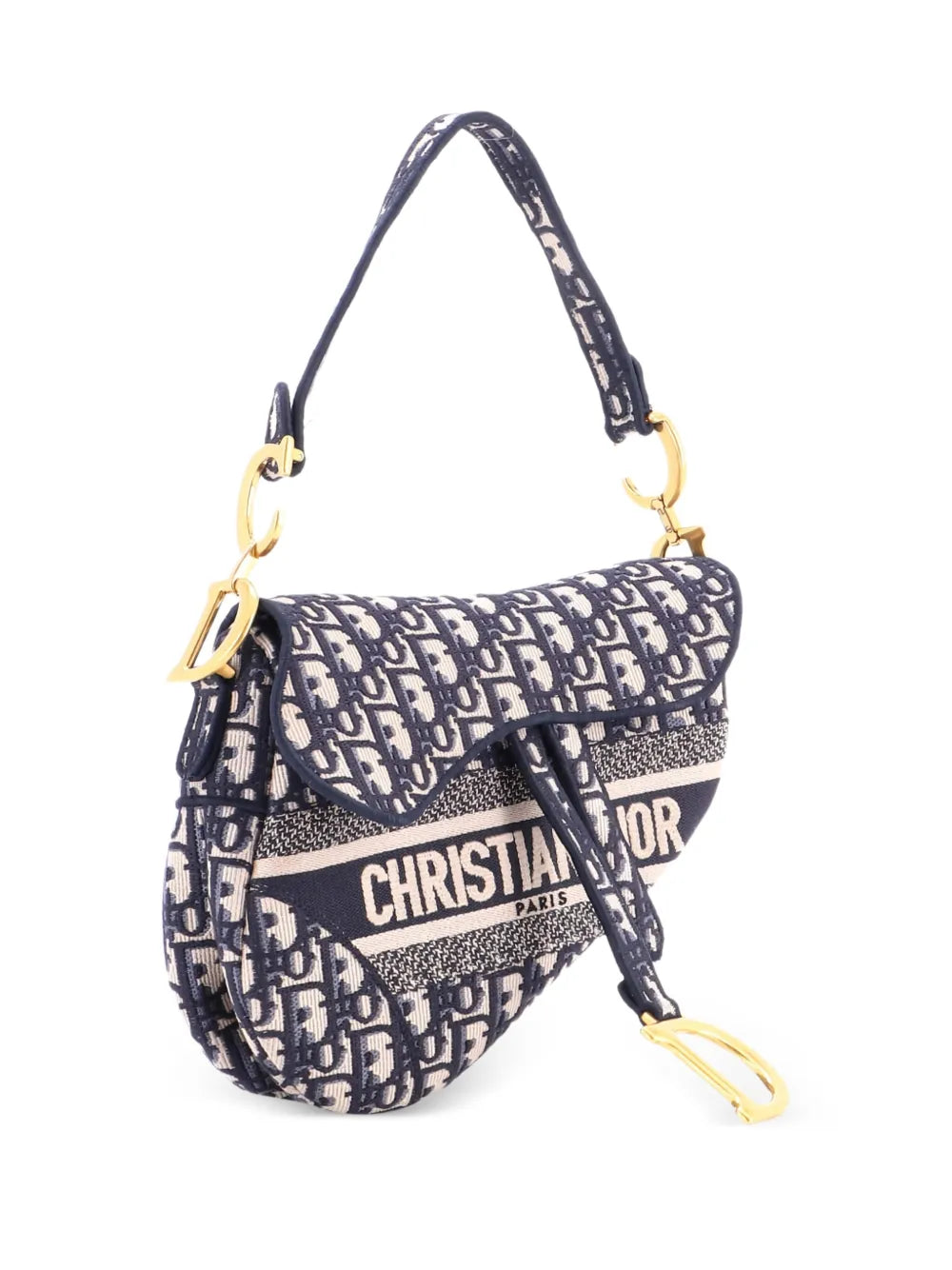 Christian Dior Pre Owned Saddle Handbag Logo Embroidered Oblique Canvas Medium Shoulder Bag — Same as shown — Size One Size — Back View