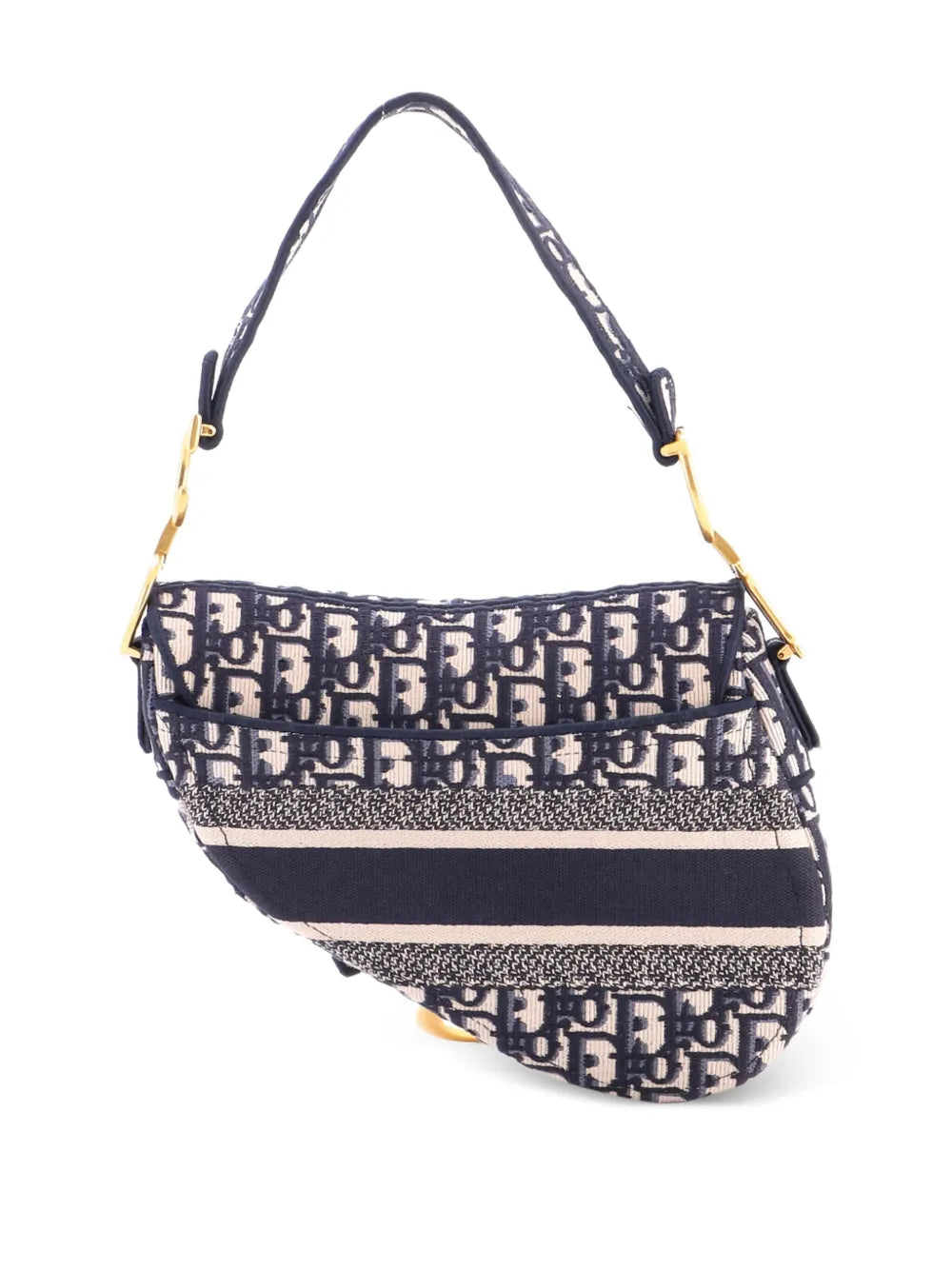 Christian Dior Pre Owned Saddle Handbag Logo Embroidered Oblique Canvas Medium Shoulder Bag — Same as shown — Size One Size — Side View