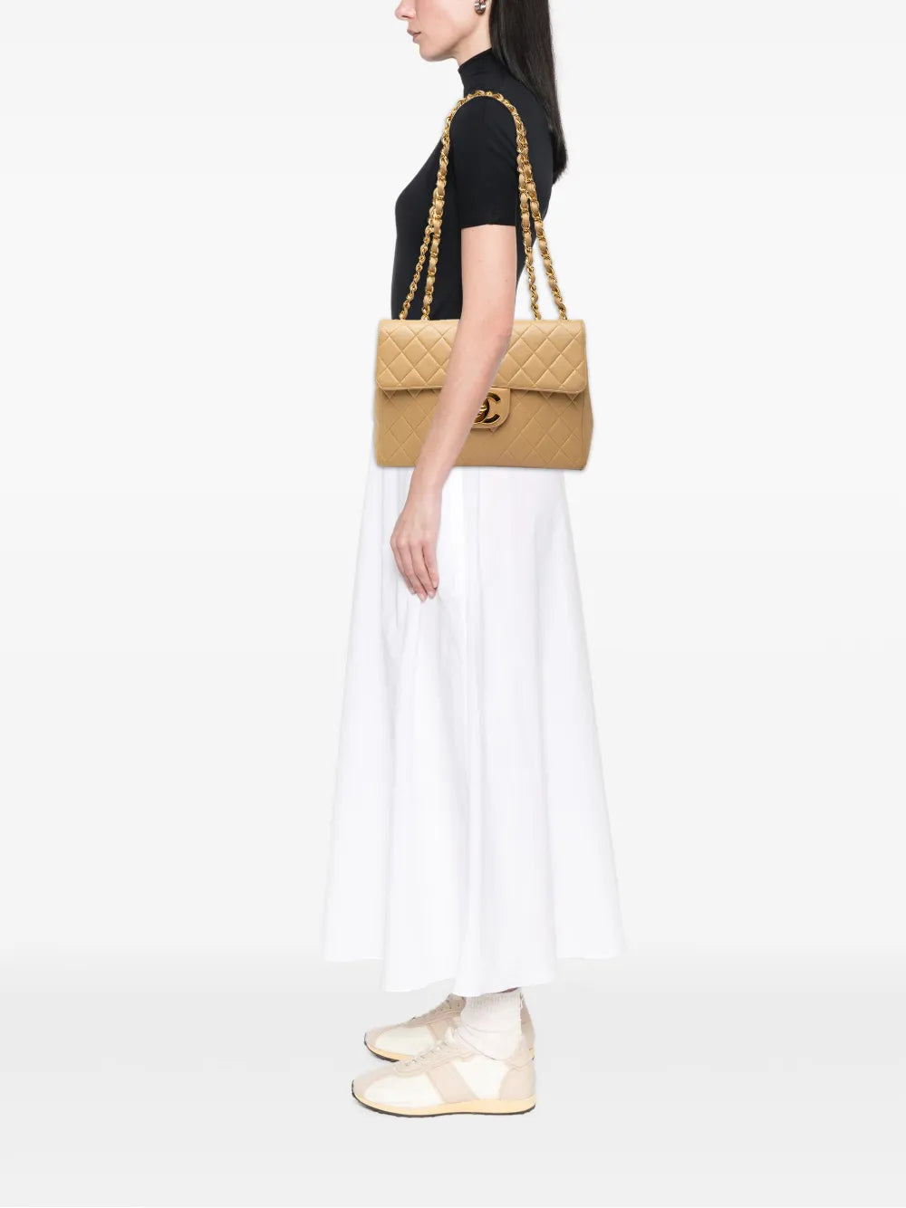 Chanel Pre Owned 1994 1996 Jumbo Xl Classic Lambskin Single Flap Shoulder Bag — Same as shown — Size One Size — Side View
