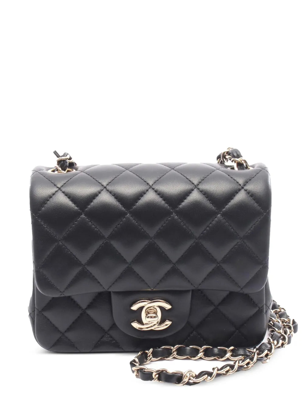 Chanel Pre Owned 2021 2025 Mini Lambskin Square Single Flap Shoulder Bag — Same as shown — Size One Size — Front View