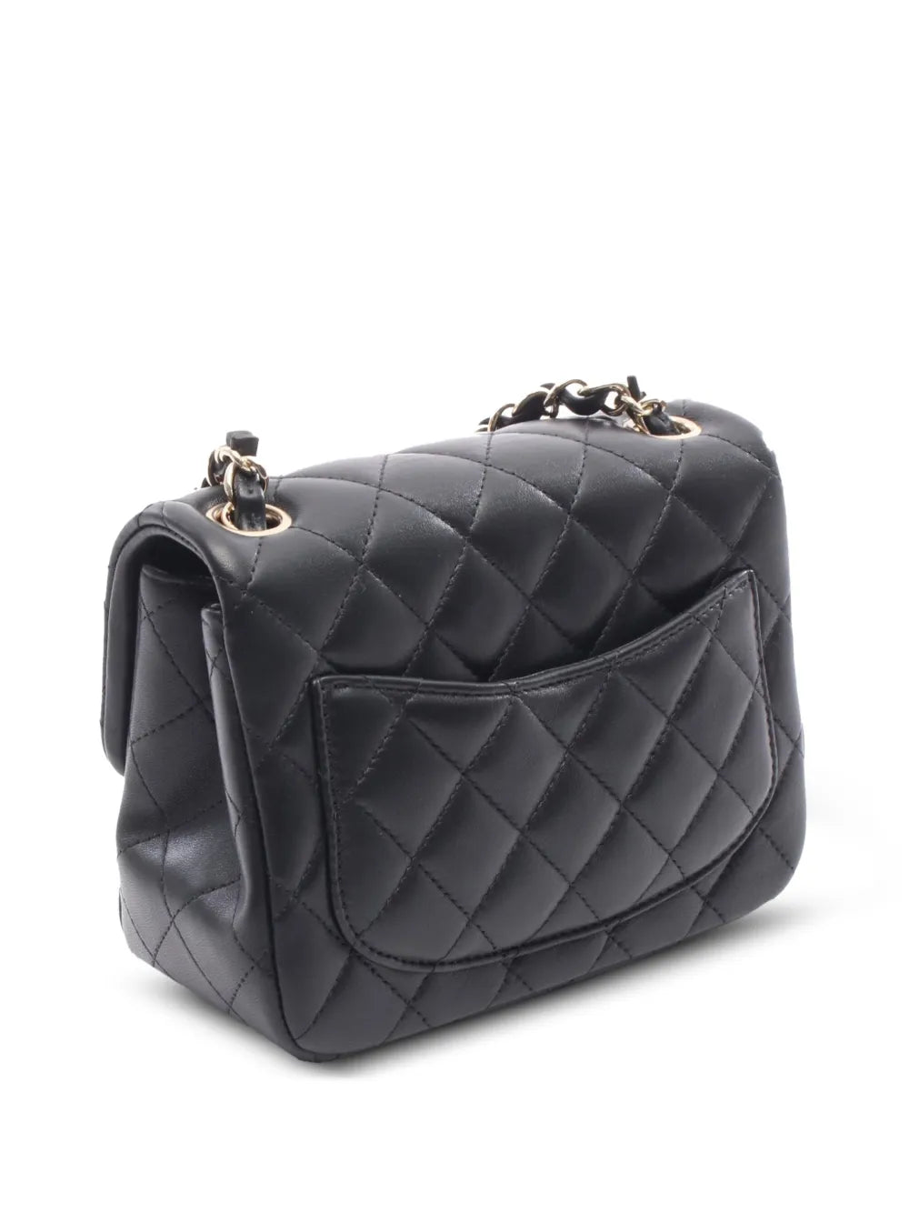 Chanel Pre Owned 2021 2025 Mini Lambskin Square Single Flap Shoulder Bag — Same as shown — Size One Size — Back View