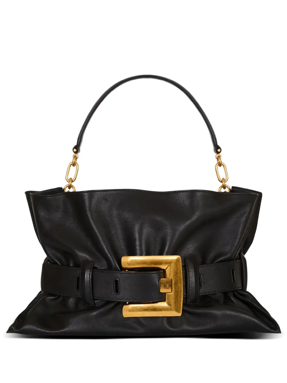 Balmain Medium Anthem Belt Detail Shoulder Bag — Same as shown — Size One Size — Front View