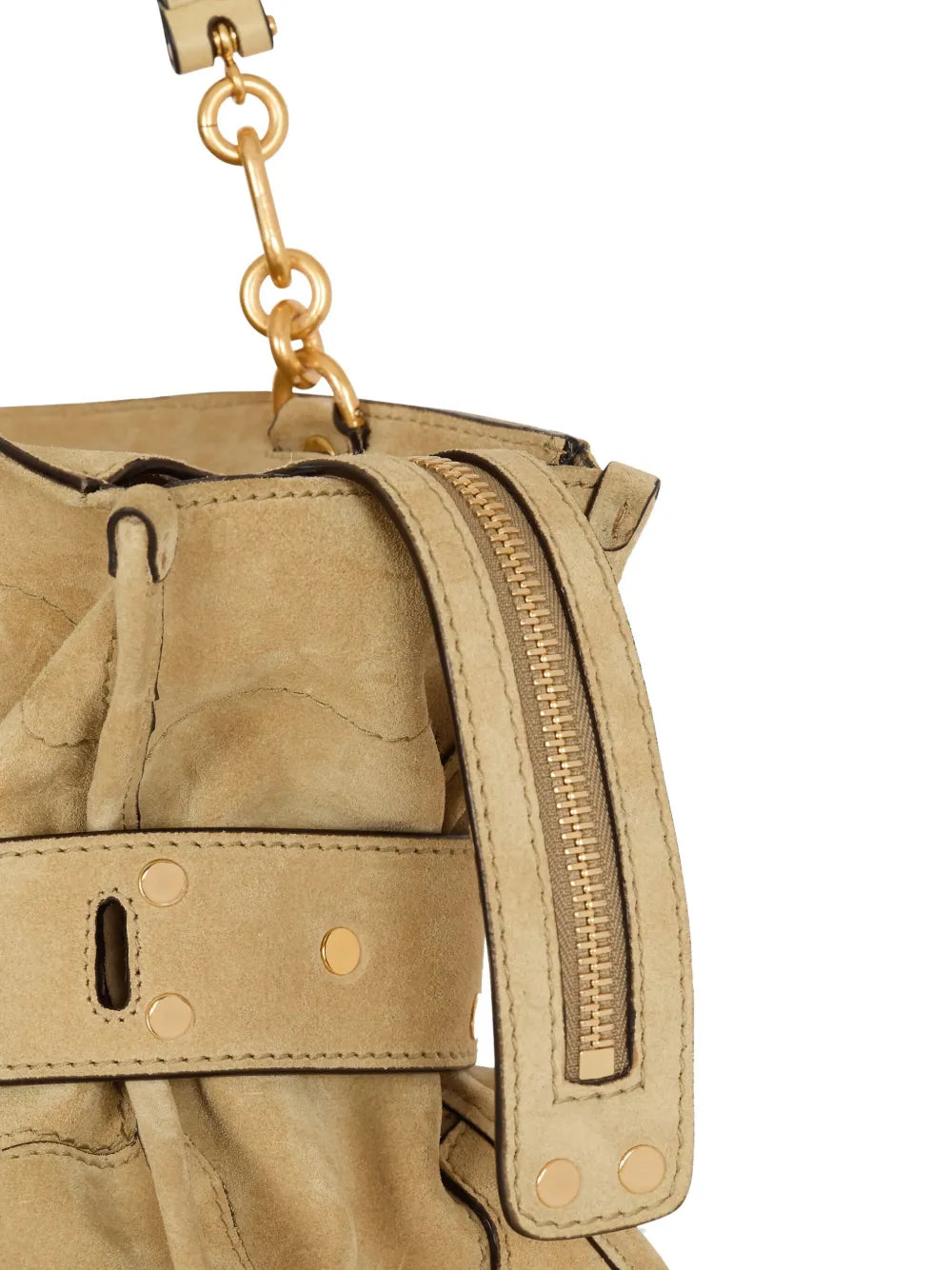 Balmain Anthem Suede Buckle Shoulder Bag — Same as shown — Size One Size — Detail View