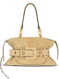 Balmain Anthem Suede Buckle Shoulder Bag — Same as shown — Size One Size — Front View