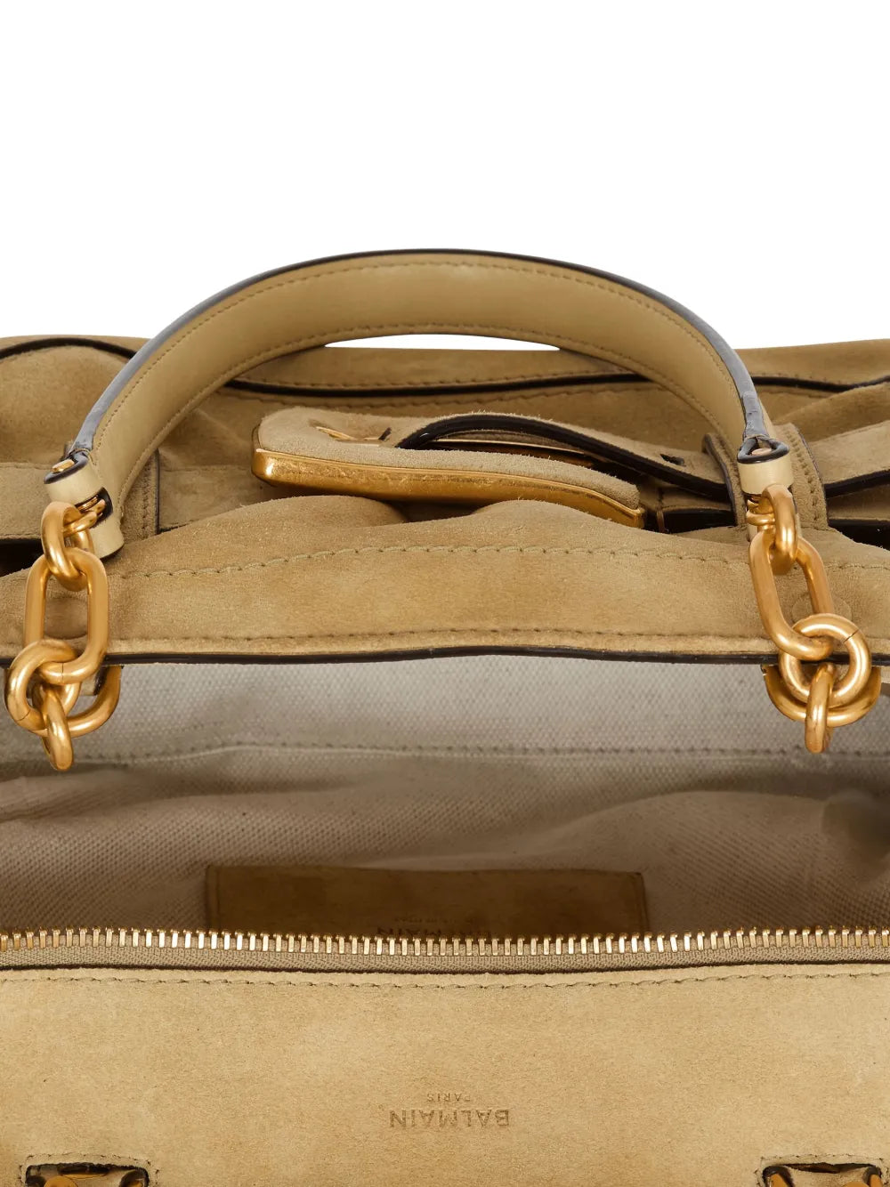 Balmain Anthem Suede Buckle Shoulder Bag — Same as shown — Size One Size — Top View