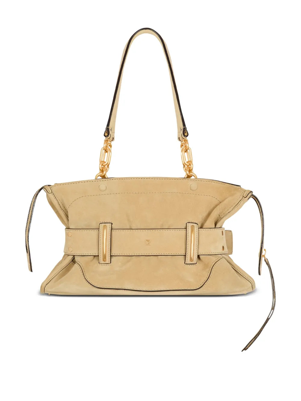 Balmain Anthem Suede Buckle Shoulder Bag — Same as shown — Size One Size — Back View