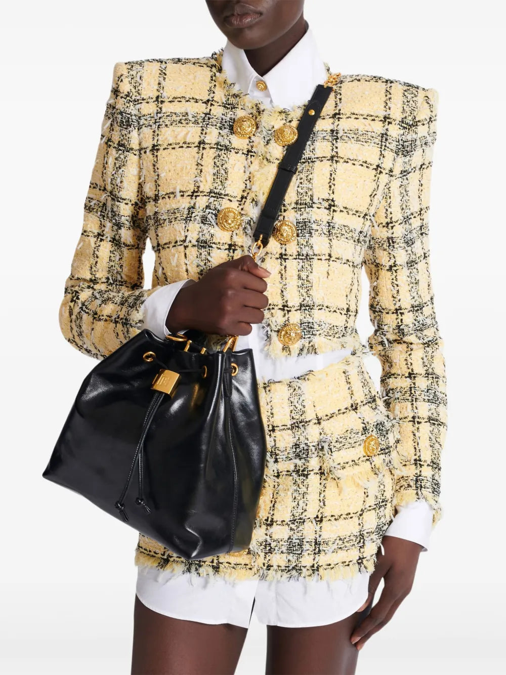 Balmain Pulse Leather Shoulder Bag — Same as shown — Size One Size — Side View