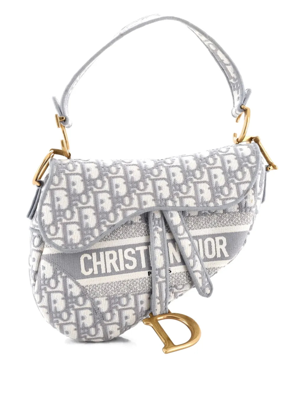 Christian Dior Pre Owned Saddle Handbag Logo Embroidered Oblique Canvas Medium Shoulder Bag — Same as shown — Size One Size — Front View