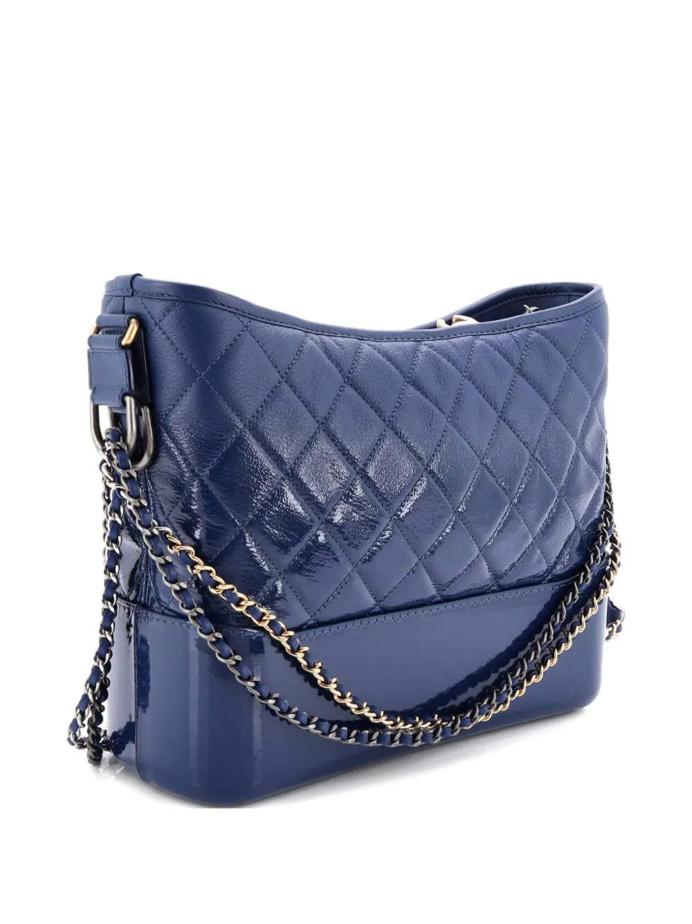 Chanel Pre Owned Gabrielle Quilted Goatskin And Patent Medium Hobo Bag — Same as shown — Size One Size — Back View