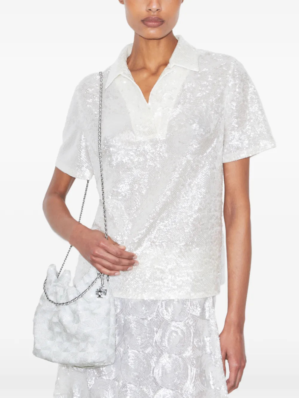 Tory Burch Mini Fleming Sequin Shoulder Bag — Same as shown — Size One Size — Side View