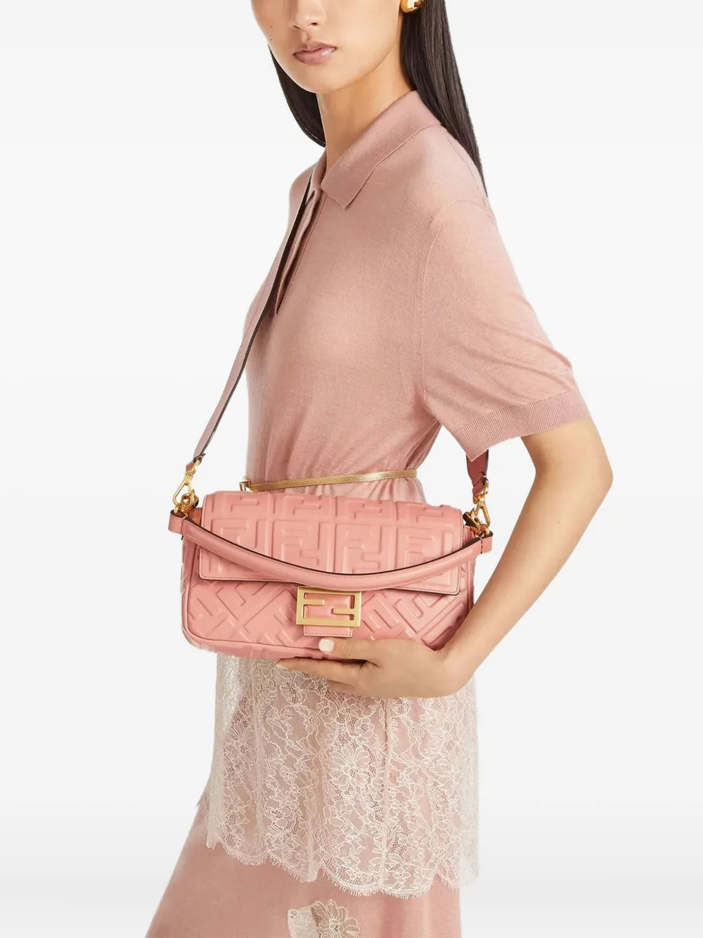 Fendi Baguette Ff Motif Embossed Shoulder Bag — Same as shown — Size One Size — Side View