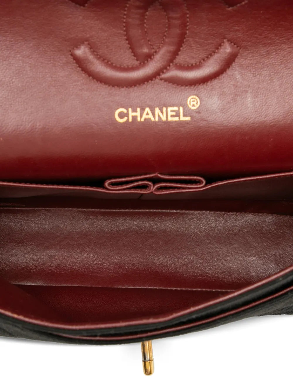 Chanel Pre Owned 1989 1991 Medium Classic Jersey Double Flap Shoulder Bag — Same as shown — Size One Size — Detail View