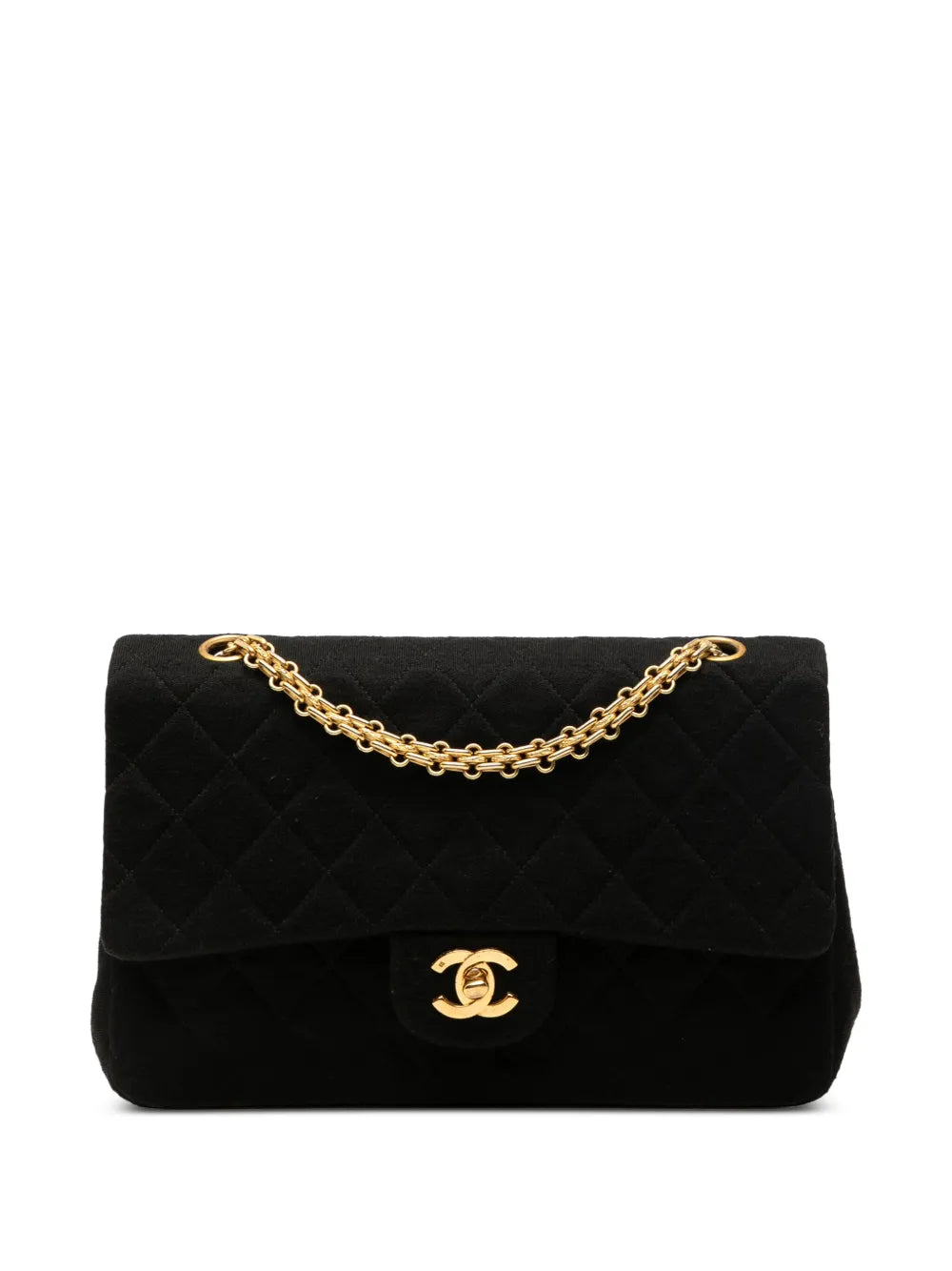Chanel Pre Owned 1989 1991 Medium Classic Jersey Double Flap Shoulder Bag — Same as shown — Size One Size — Front View
