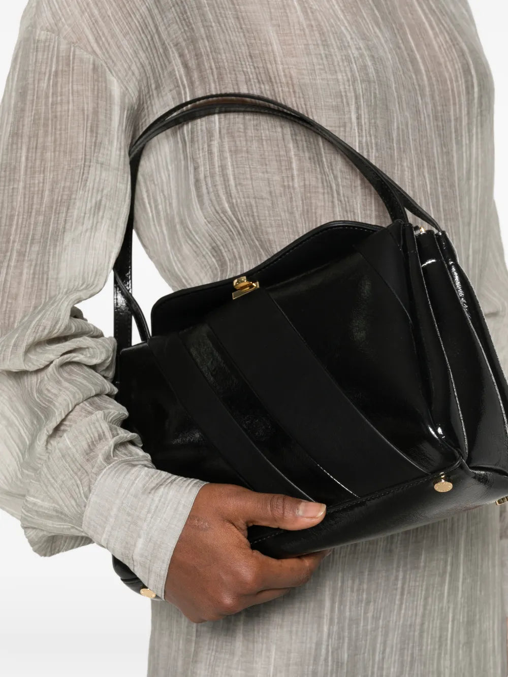 Themoire Eudora Diagonal Stripe Shoulder Bag — Same as shown — Size One Size — Side View