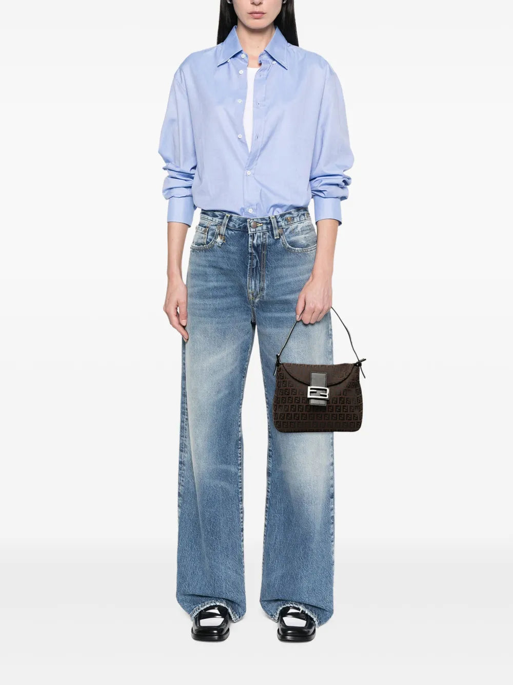 Fendi Pre Owned 2000 2010 Zucchino Canvas Double Flap Mamma Shoulder Bag — Same as shown — Size One Size — Side View