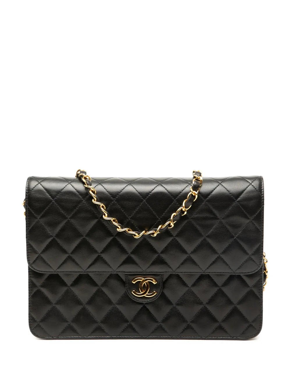 Chanel Pre Owned 1996 1997 Medium Cc Quilted Lambskin Single Flap Shoulder Bag — Same as shown — Size One Size — Front View