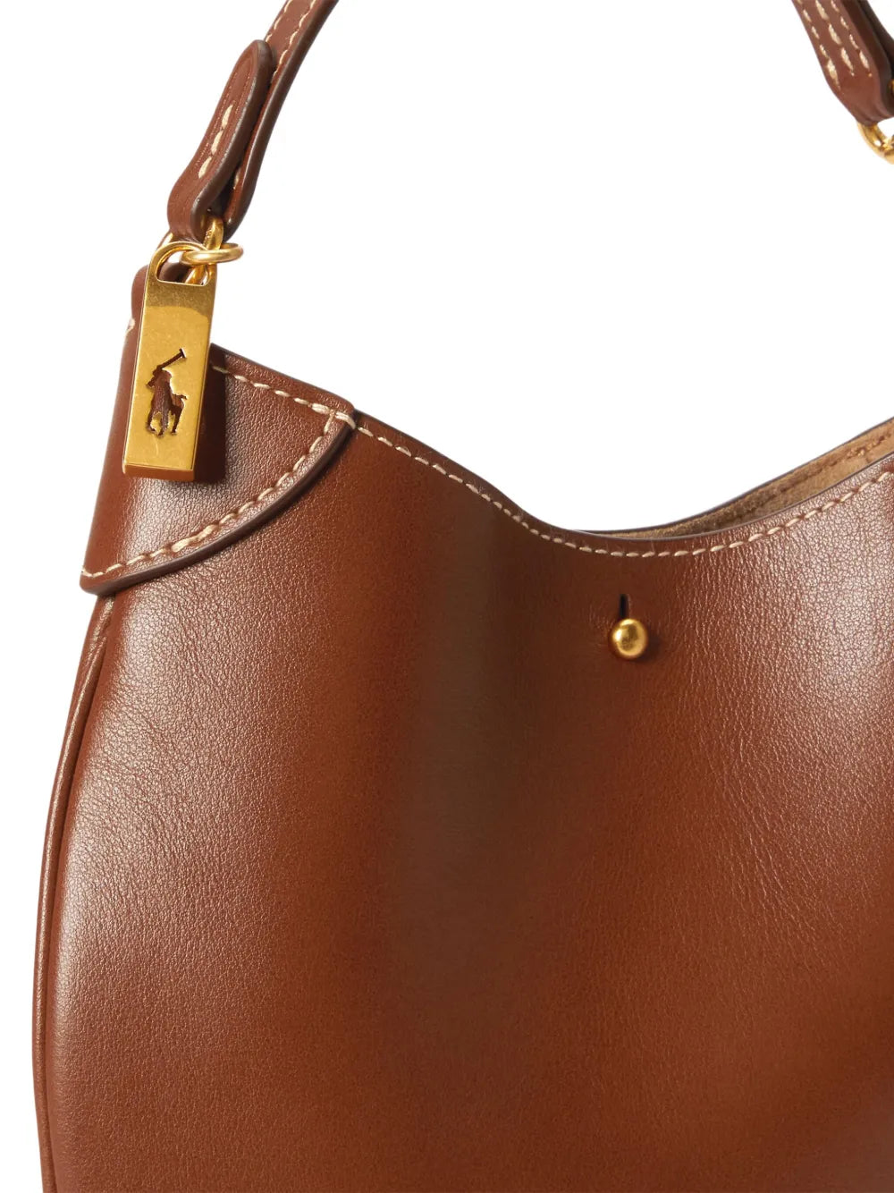 Polo Ralph Lauren Pony Plaque Leather Shoulder Bag — Same as shown — Size One Size — Detail View