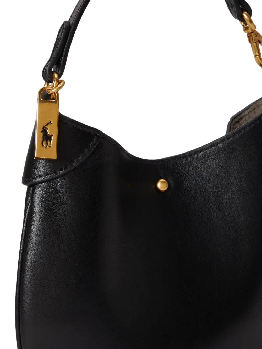 Polo Ralph Lauren Leather Pony Plaque Shoulder Bag — Same as shown — Size One Size — Detail View