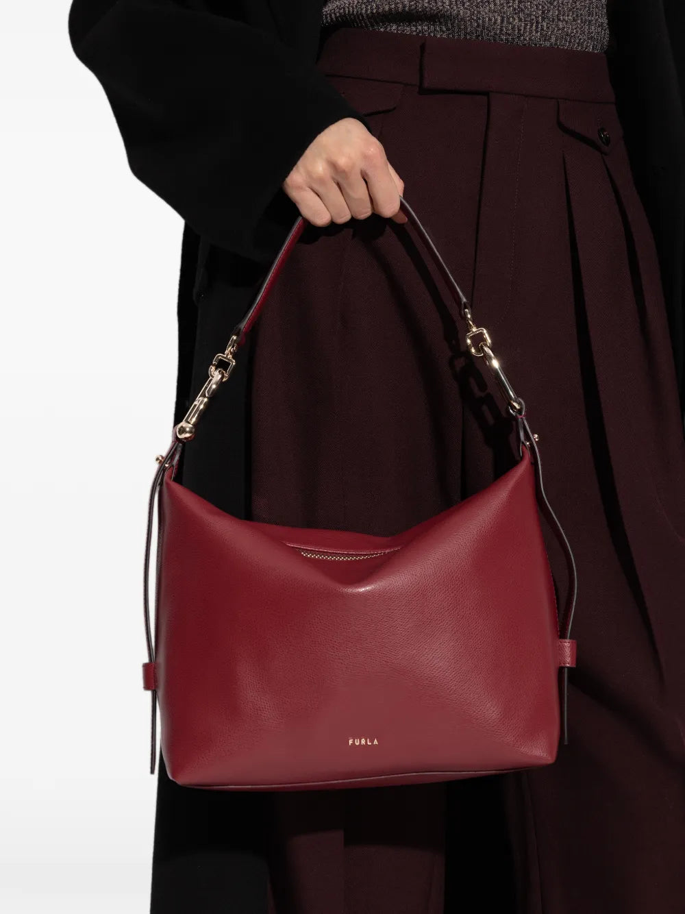 Furla Chain Detail Leather Shoulder Bag — Same as shown — Size One Size — Side View