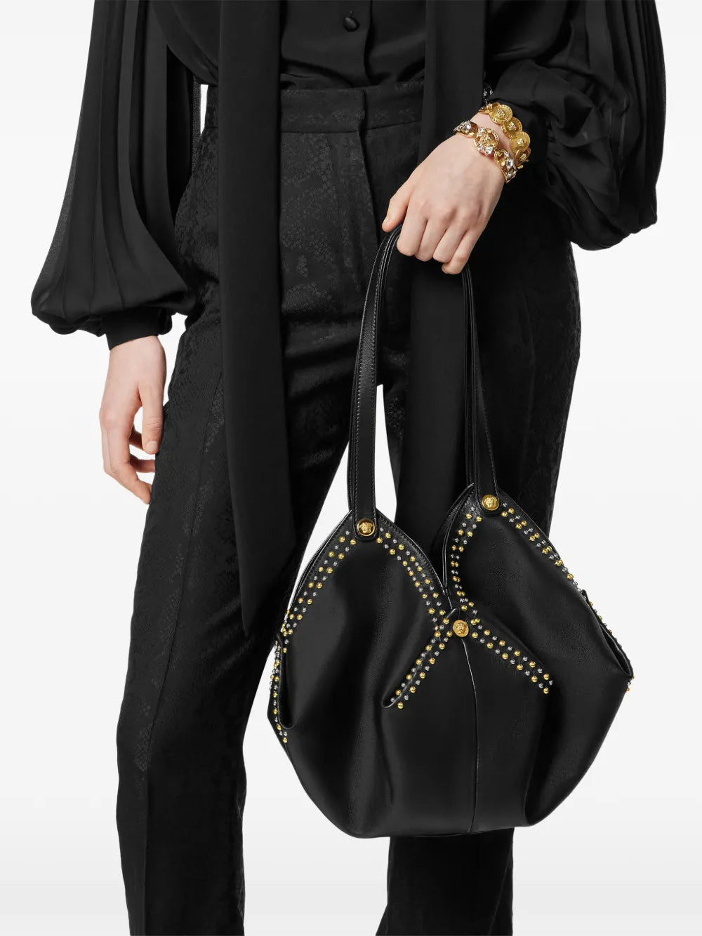 Versace Protea Leather Shoulder Bag — Same as shown — Size One Size — Side View