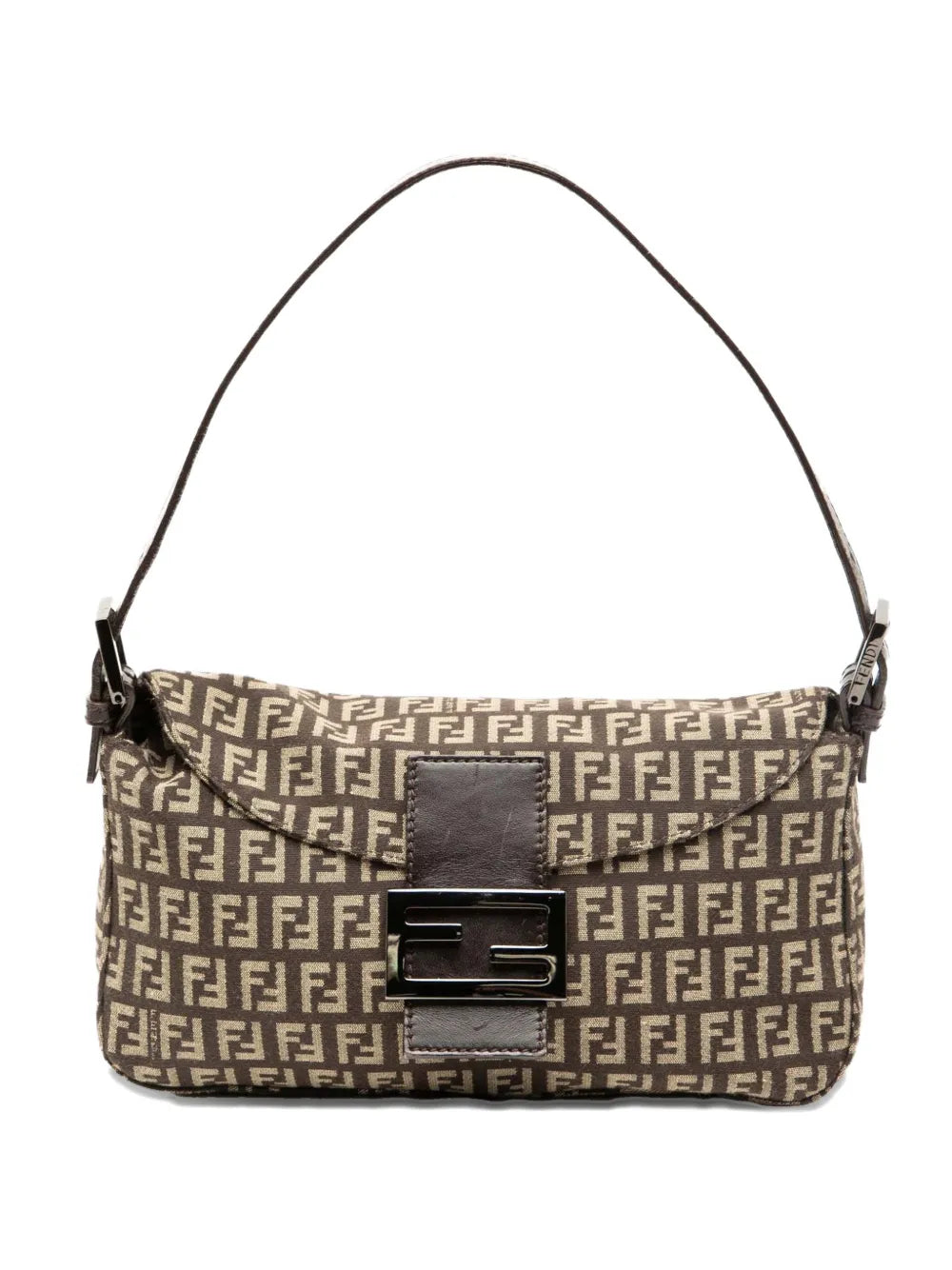 Fendi Pre Owned 2000 2010 Zucchino Canvas Double Flap Shoulder Bag — Same as shown — Size One Size — Front View