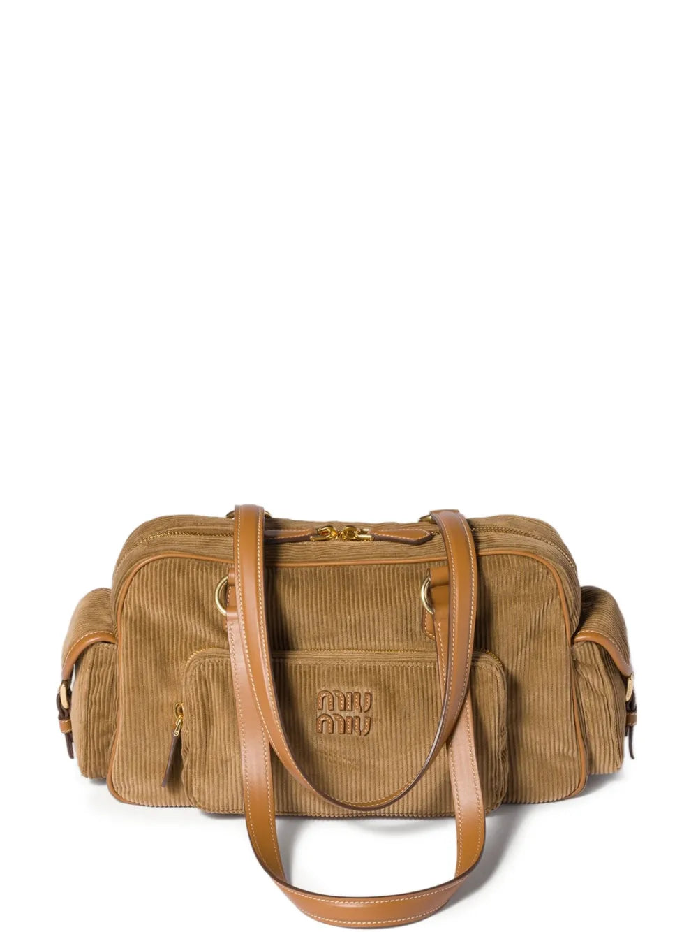 Miu Miu Pocket Corduroy Shoulder Bag — Same as shown — Size One Size — Front View