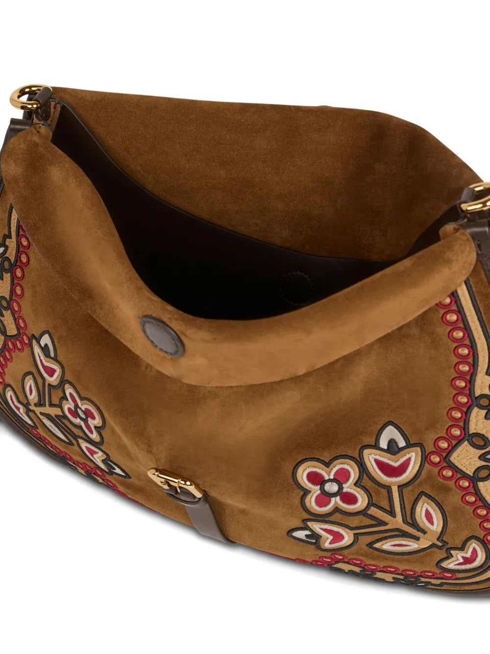 Etro Pony Embroidery Suede Maxi Shoulder Bag — Same as shown — Size One Size — Top View